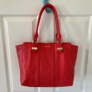 Calvin Klein Genuine Leather Coral Handbag